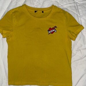 Women loyal embroidery yellow graphic